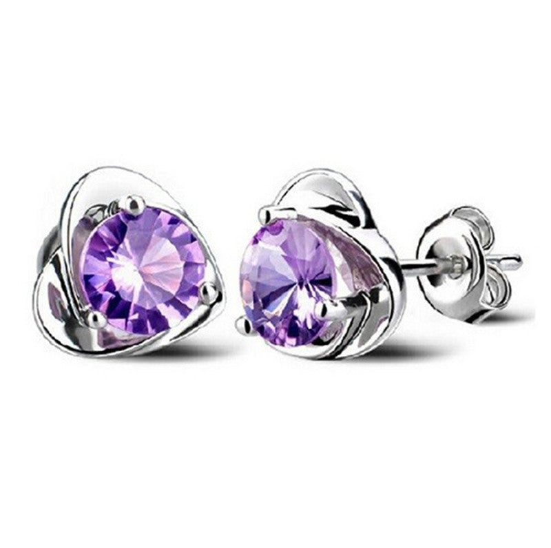Women Lady Elegant Silver Plated Ear Stud Earrings Heart Gift  SM6