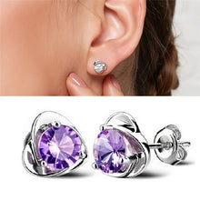 Women Lady Elegant Silver Plated Ear Stud Earrings Heart Gift  SM6