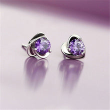 Women Lady Elegant Silver Plated Ear Stud Earrings Heart Gift  SM6