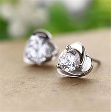 Women Lady Elegant Silver Plated Ear Stud Earrings Heart Gift  SM6