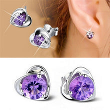 Women Lady Elegant Silver Plated Ear Stud Earrings Heart Gift  SM6