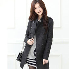 Women Lapel Windbreaker Double Breasted Long Parka Woolen Coat Trench Outwear Work JacketSM6