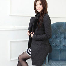 Women Lapel Windbreaker Double Breasted Long Parka Woolen Coat Trench Outwear Work JacketSM6