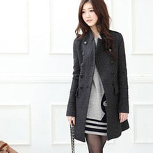 Women Lapel Windbreaker Double Breasted Long Parka Woolen Coat Trench Outwear Work JacketSM6