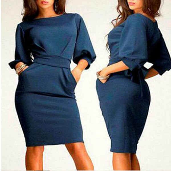 Women Long Sleeve Bodycon Dress Clubwear Formal Evening OL Mini DressesSM6