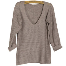 Women Long Sleeve Pullover Loose Tops Coat V-Neck Casual Sweater Knitwear BlouseSM6