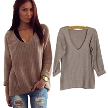 Women Long Sleeve Pullover Loose Tops Coat V-Neck Casual Sweater Knitwear BlouseSM6