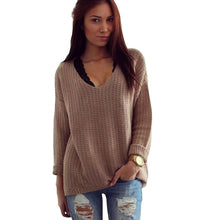 Women Long Sleeve Pullover Loose Tops Coat V-Neck Casual Sweater Knitwear BlouseSM6