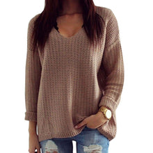 Women Long Sleeve Pullover Loose Tops Coat V-Neck Casual Sweater Knitwear BlouseSM6
