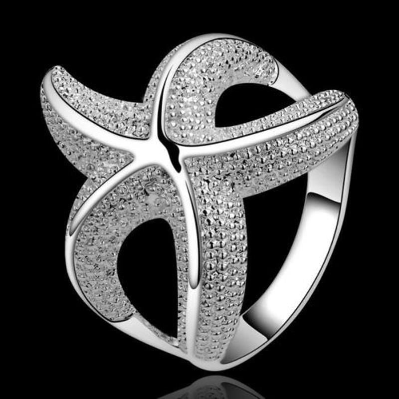 Women Luxury Starfish Beautiful Ring Silver Alloy Women Jewely  SM6