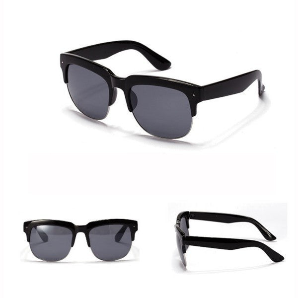 Women Men Half Rim Sunglasses UV 400 Plastic Frame Square Shades Oversized EyewearSM6
