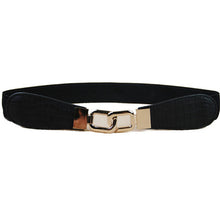 Women Metal Gold Buckle Elastic Stretch Waist PU Leather Fashion Belt Waistband SM6