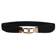 Women Metal Gold Buckle Elastic Stretch Waist PU Leather Fashion Belt Waistband SM6