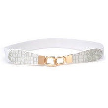 Women Metal Gold Buckle Elastic Stretch Waist PU Leather Fashion Belt Waistband SM6