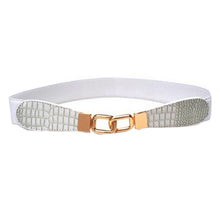 Women Metal Gold Buckle Elastic Stretch Waist PU Leather Fashion Belt Waistband SM6