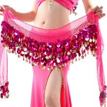 Women New Belly Dance Costume Hip Scarf Wrap Sequins Belt 58 Coins Chiffon SkirtSM6