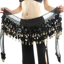 Women New Belly Dance Costume Hip Scarf Wrap Sequins Belt 58 Coins Chiffon SkirtSM6