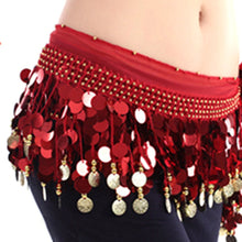 Women New Belly Dance Costume Hip Scarf Wrap Sequins Belt 58 Coins Chiffon SkirtSM6