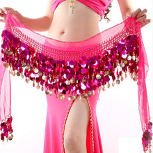 Women New Belly Dance Costume Hip Scarf Wrap Sequins Belt 58 Coins Chiffon SkirtSM6