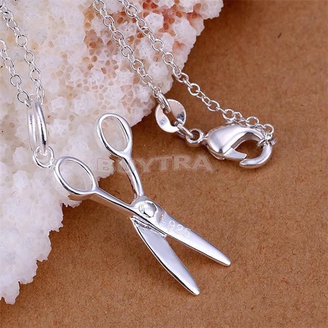 Women Pendant Necklaces Silver Plated 18in Scissors Shaped Necklaces Women Jewelry  SM6