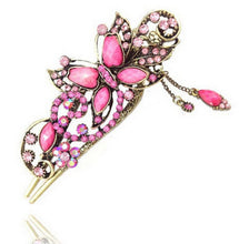 Women Rhinestone Two Butterflies Hair Barrette Clip Hairpin Style SM6
