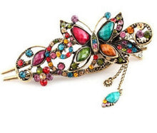 Women Rhinestone Two Butterflies Hair Barrette Clip Hairpin Style SM6