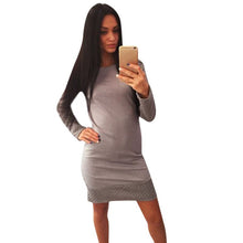 Women Sexy Bandage Long Sleeve Bodycon Party Warm O-Neck Pencil Mini Dress SM6