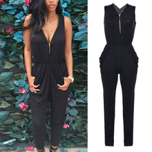 Women Sexy Deep V Zip Fashion Sweet Sexy Casual Vogue Slim Fit Clubwear Long Full Jumpsuit Trousers Pants Playsuit Romper SM6