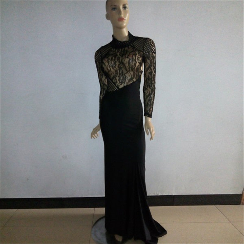 Women Sexy Lined Long Sleeve Dress Backless Party Evening Elegant Ladies Fomal Gown Ball DressSM6