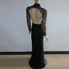 Women Sexy Lined Long Sleeve Dress Backless Party Evening Elegant Ladies Fomal Gown Ball DressSM6