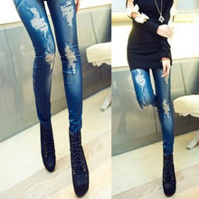 Women Stretchy Skinny Jeggings Vintage Distressed Tights Denim Jeans Slim Pants SM6