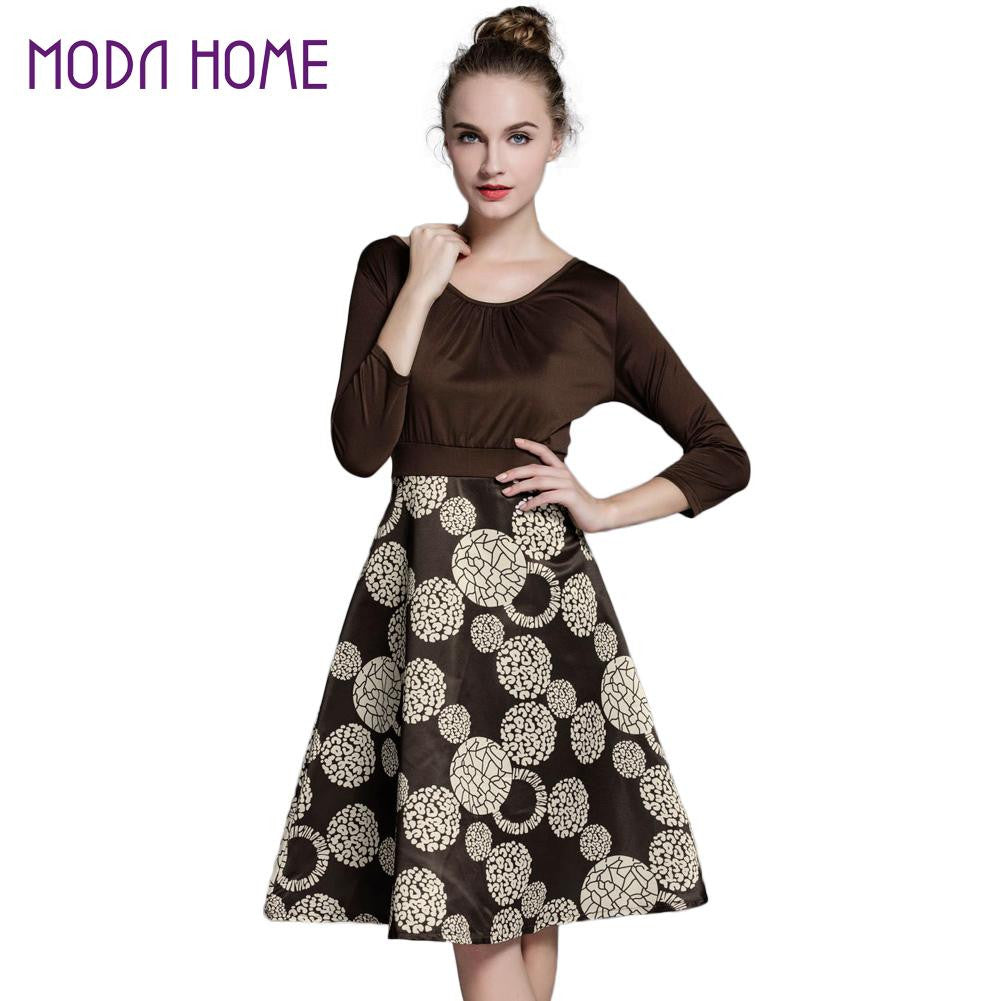 Women Dress Plus Size Clothing Geometric Print Robe Retro Swing Casual Vintage Rockabilly Dresses Vestidos M-XXXL SM6