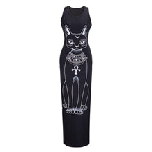 Women Sexy Casual Boho Long Maxi Beach Dress cartoons Cat Sundress SM6