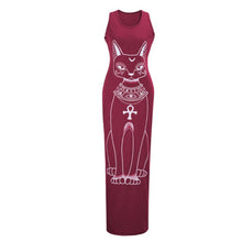 Women Sexy Casual Boho Long Maxi Beach Dress cartoons Cat Sundress SM6