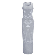 Women Sexy Casual Boho Long Maxi Beach Dress cartoons Cat Sundress SM6