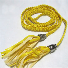 Women Thin Long PU Leather Woven Belt Tassel Clothing Waist Strap Braided Belt P16 SM6