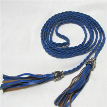 Women Thin Long PU Leather Woven Belt Tassel Clothing Waist Strap Braided Belt P16 SM6