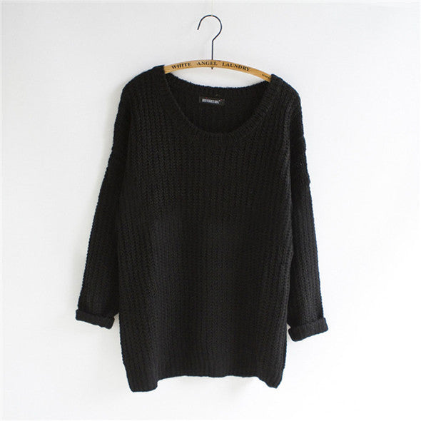 Women Warm Casual Round Neck Long Sleeve Knitted Sweater Loose Knitwear Pullovers SM6