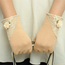 Women Warm Cotton Touch Screen Glove Bow Flower Lace Wrist Gloves Mittens New SM6