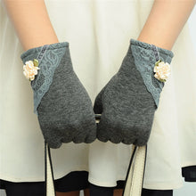 Women Warm Cotton Touch Screen Glove Bow Flower Lace Wrist Gloves Mittens New SM6