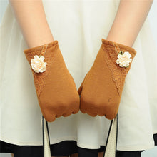 Women Warm Cotton Touch Screen Glove Bow Flower Lace Wrist Gloves Mittens New SM6