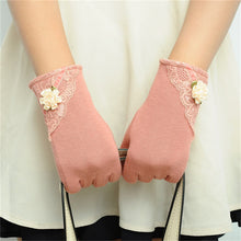Women Warm Cotton Touch Screen Glove Bow Flower Lace Wrist Gloves Mittens New SM6