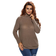 Women's Turtleneck Sweaters And Pullovers Woman Side Zipper Vintage Knitted Sweater Lady Warm Jumpers BlackCoffee SM6