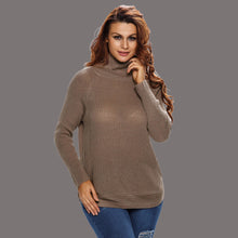 Women's Turtleneck Sweaters And Pullovers Woman Side Zipper Vintage Knitted Sweater Lady Warm Jumpers BlackCoffee SM6