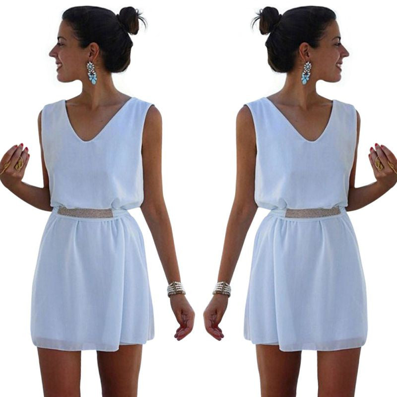 Women's Evening Party Bodycon Mini Dress White Dress Shirt DressesSM6