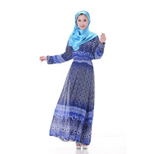 Women's Floral Chiffon Kaftan Abaya Jilbab Islamic Muslim Long Sleeve Maxi Dress PY3 SM6