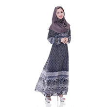Women's Floral Chiffon Kaftan Abaya Jilbab Islamic Muslim Long Sleeve Maxi Dress PY3 SM6