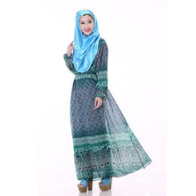 Women's Floral Chiffon Kaftan Abaya Jilbab Islamic Muslim Long Sleeve Maxi Dress PY3 SM6