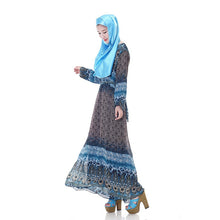 Women's Floral Chiffon Kaftan Abaya Jilbab Islamic Muslim Long Sleeve Maxi Dress PY3 SM6