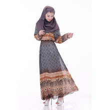 Women's Floral Chiffon Kaftan Abaya Jilbab Islamic Muslim Long Sleeve Maxi Dress PY3 SM6